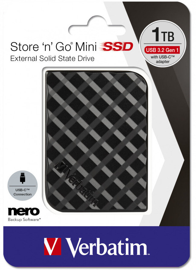 Dysk zewnętrzny VERBATIM Store n Go 1TB Mini SSD USB-C 3.2 Gen1 Czarny
