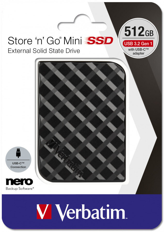 Dysk zewnętrzny SSD VERBATIM Store n Go 512GB Mini USB-C 3.2 Gen1 Czarny