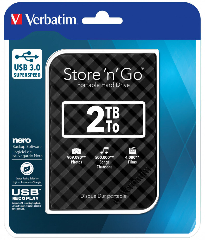 Dysk zewnętrzny VERBATIM Store n Go 2TB HDD USB 3.0 Czarny