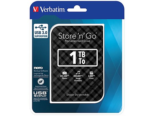 Dysk zewnętrzny VERBATIM Store n Go 1TB HDD USB 3.0 Gen.2 Czarny