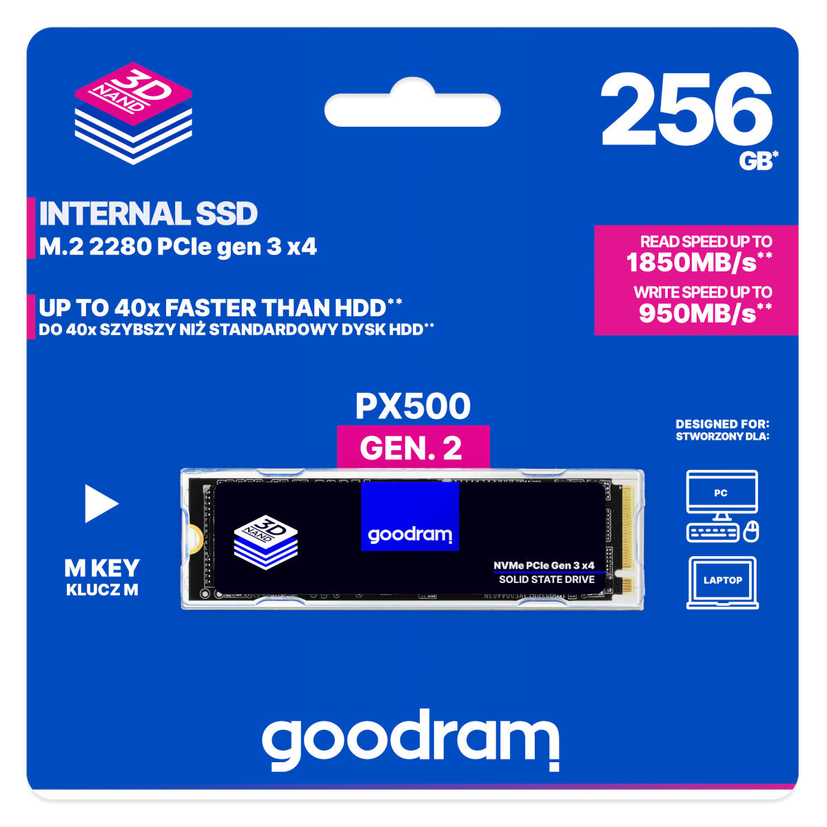 Dysk SSD GOODRAM PX500 gen. 2 256GB NVMe SSDPR-PX500-256-80-G2