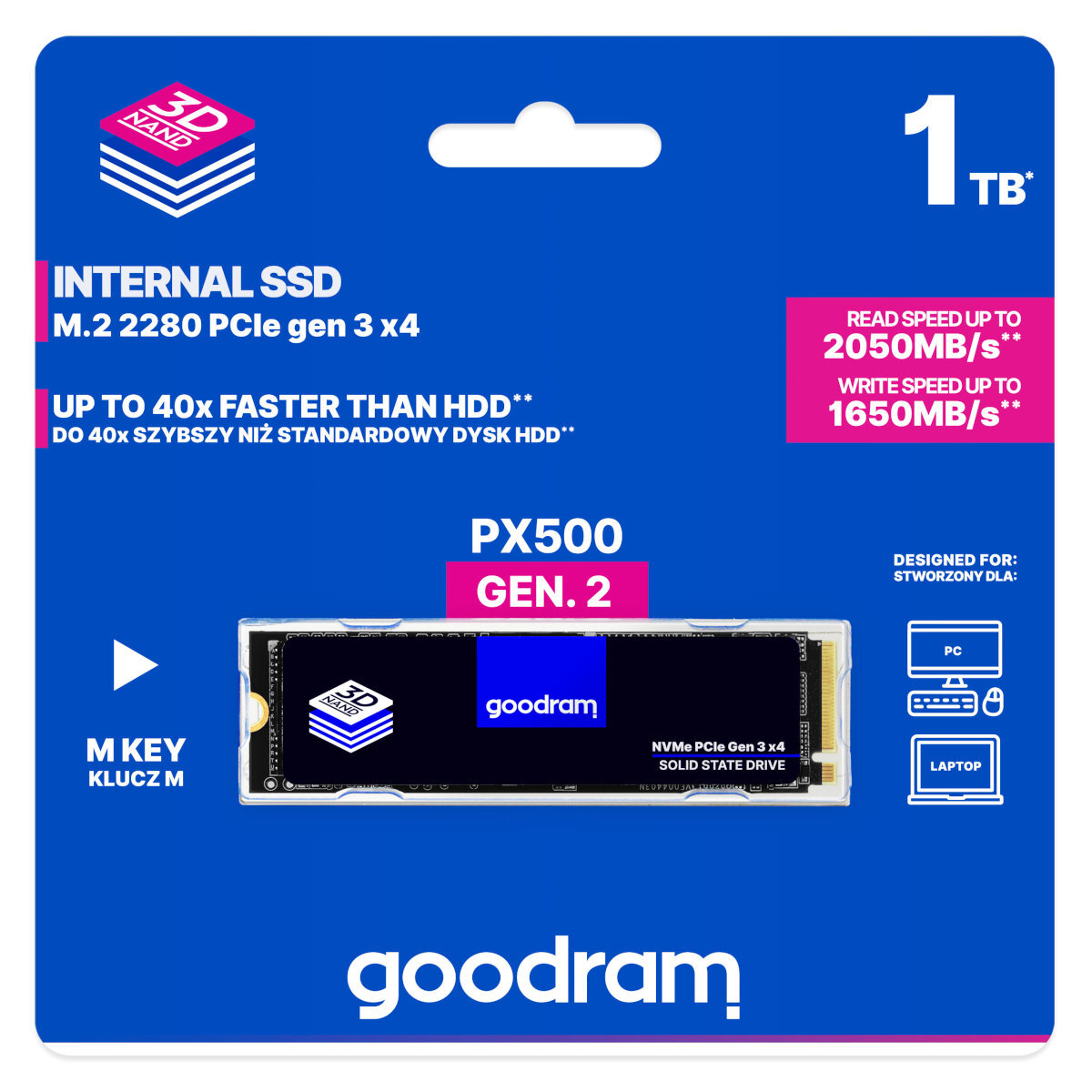 Dysk SSD GOODRAM PX500 gen. 2 1TB NVMe SSDPR-PX500-01T-80-G2
