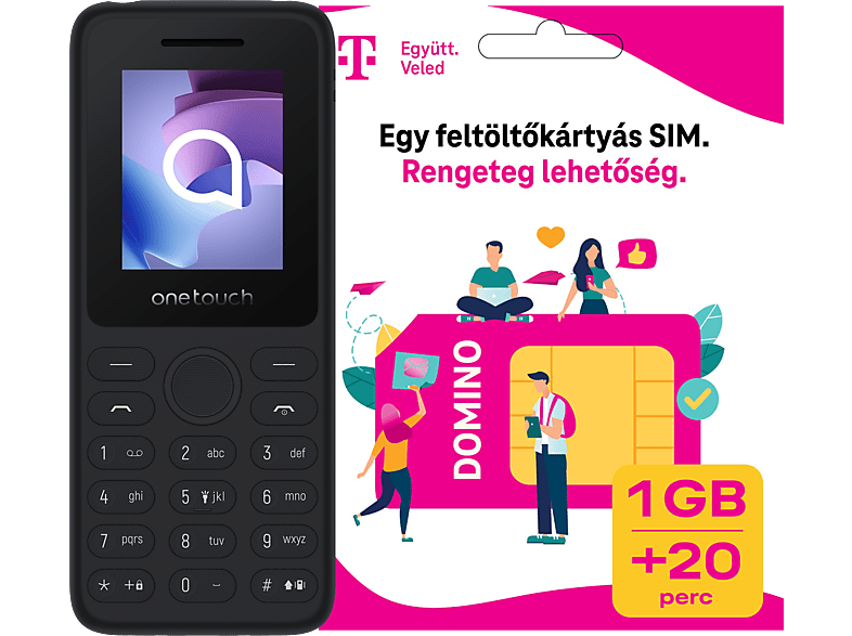 TCL 4041 DualSIM Fekete Kártyafüggetlen Mobiltelefon + Telekom Domino kártya