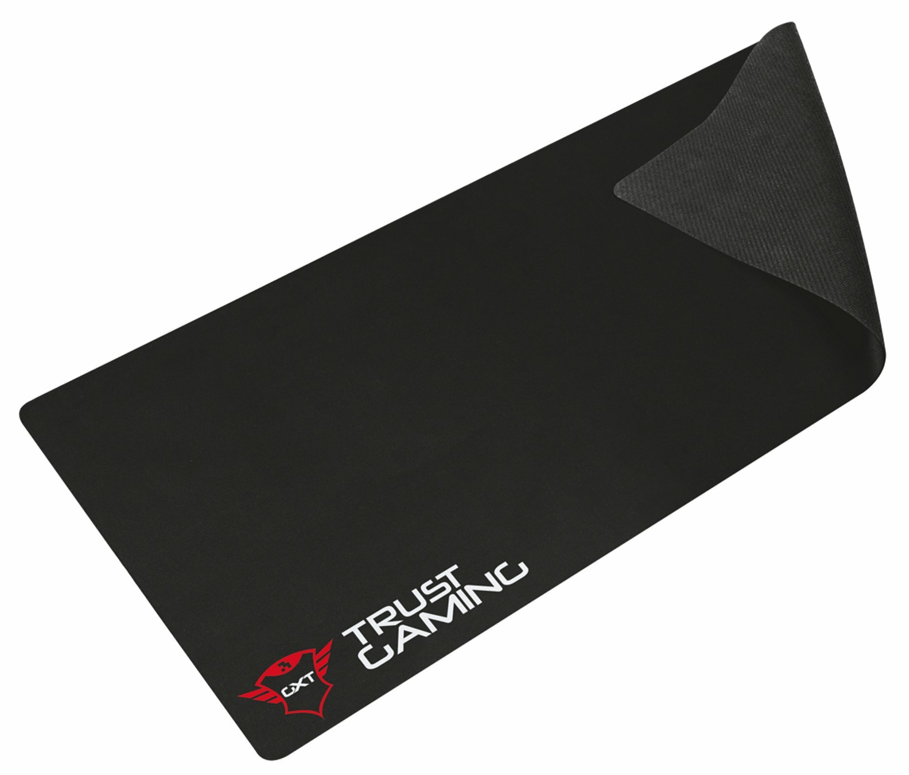 Czarna podkładka pod mysz Trust Gaming z logo i napisem 'TRUST GAMING' po prawej stronie.