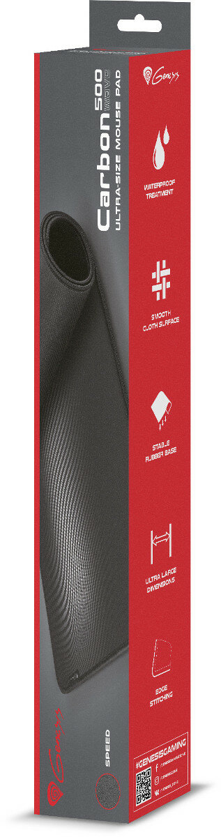 Opakowanie podkładki pod mysz Genesis Carbon 500, pokazujące podkładkę.