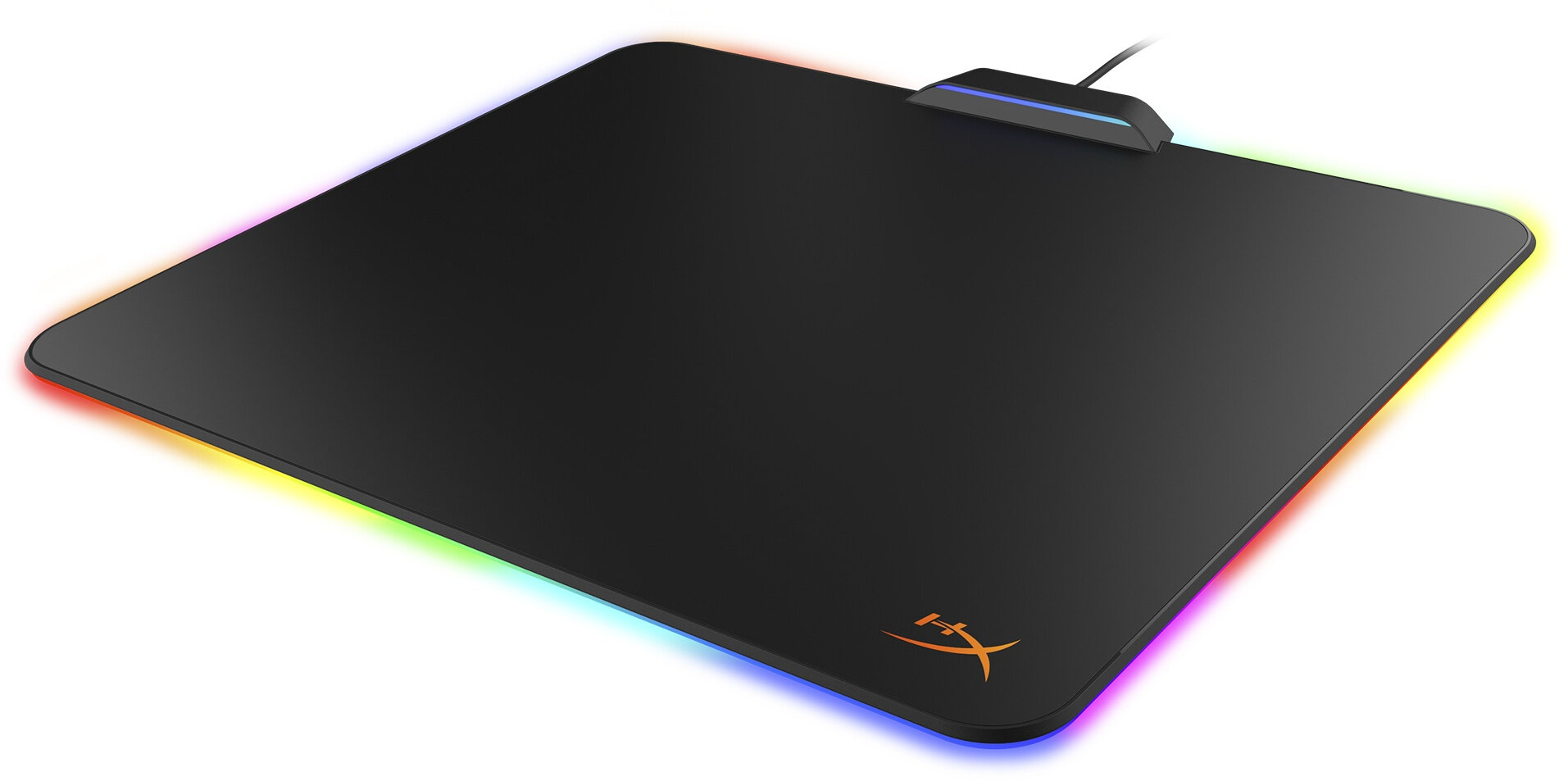 Czarna podkładka pod mysz gaming z podświetleniem RGB i logo.