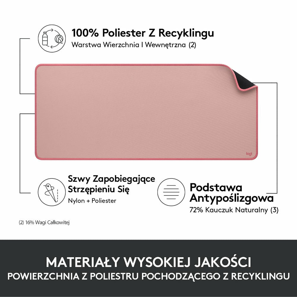Podkładka pod mysz i klawiaturę LOGITECH Desk Pad - Seria Studio Różowy (Darker Rose) 956-000053