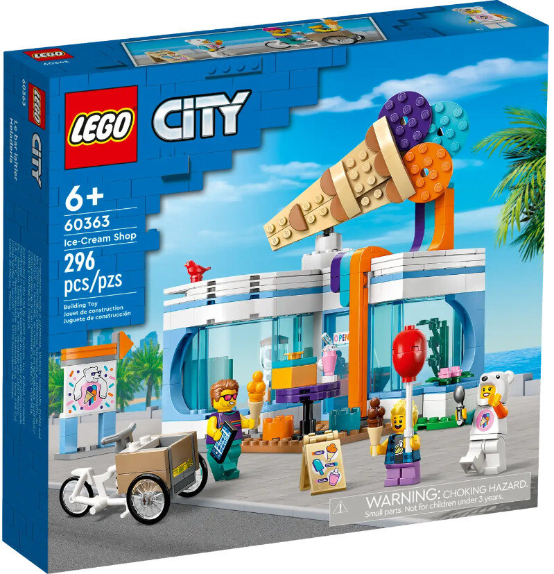 Zestaw sklepu z lodami Lego City z minifigurkami.