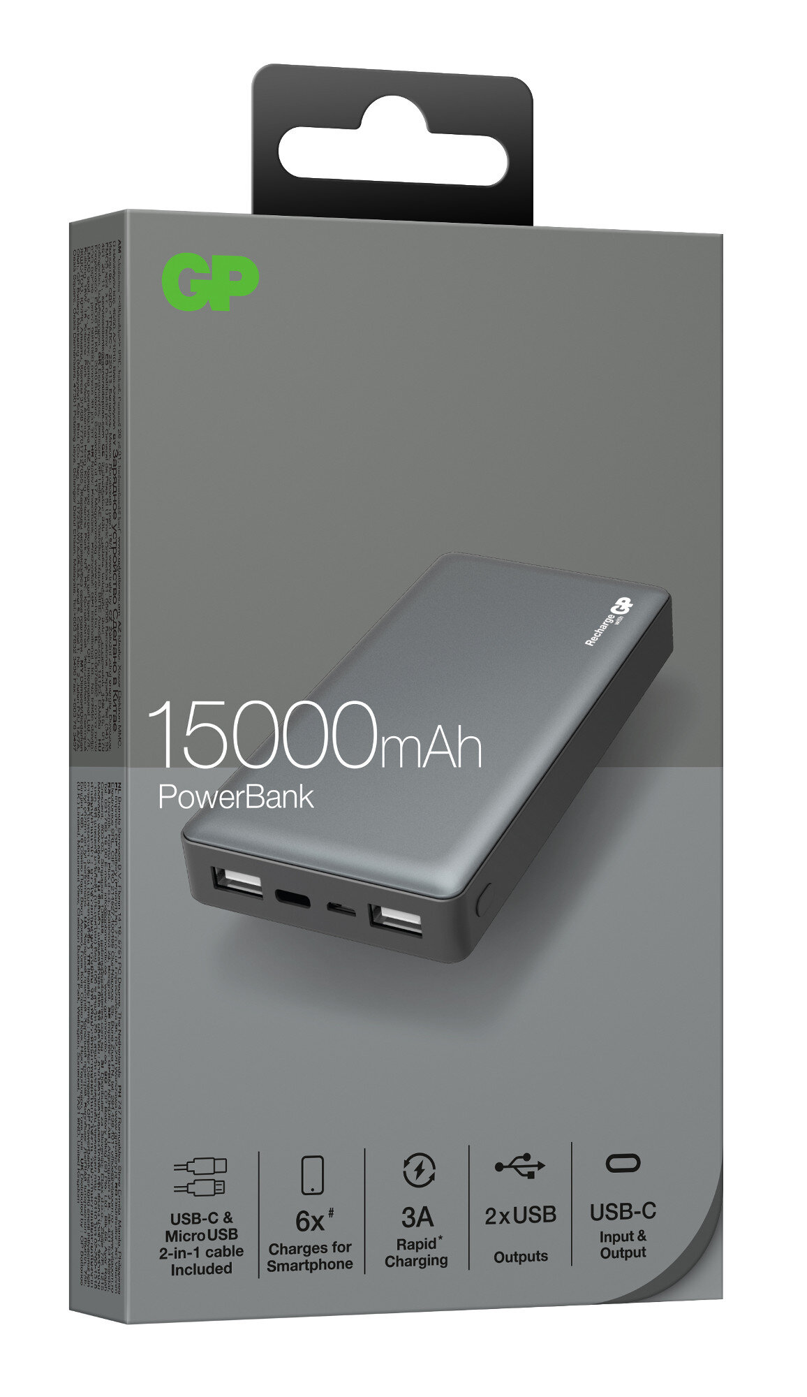 Powerbank GP MP15MAGR 15000mAh Szary