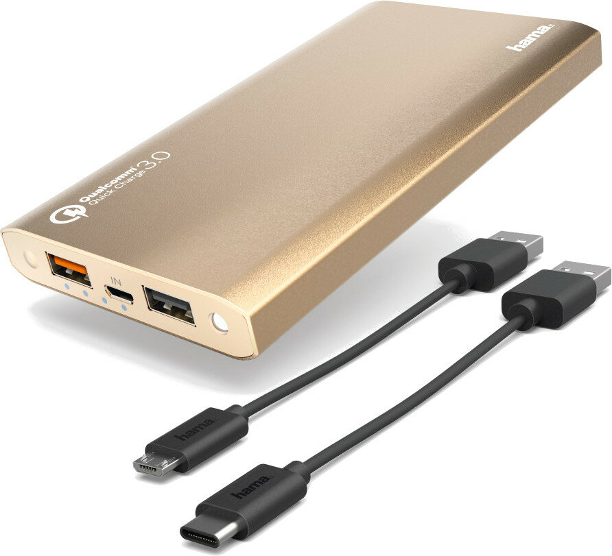 Powerbank HAMA Power Pack - Premium Alu - 12000mAh QC 3.0 Złoty