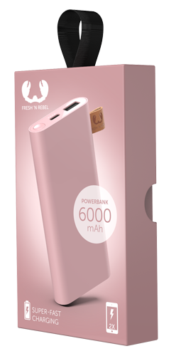 Powerbank FRESH N REBEL 6000 mAh USB-C Różowy