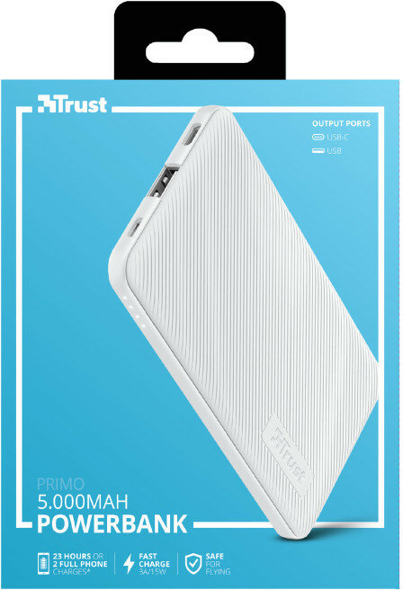 PowerBank TRUST Primo Ultra-thin 5000 mAh Biały
