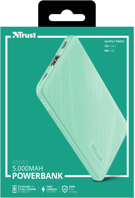 PowerBank TRUST Primo Ultra-thin 5000 mAh Turkusowy