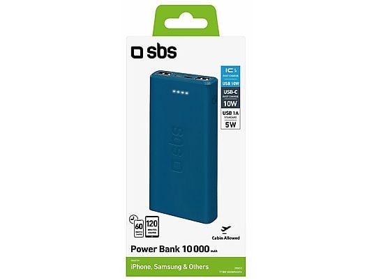 Powerbank SBS 10000mAh Niebieski TTBB10000FASTA