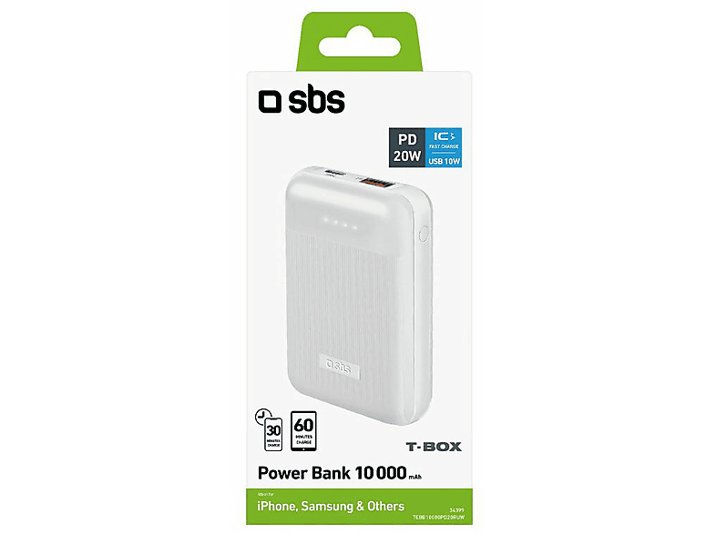 Powerbank SBS 10000mAh Biały TEBB10000PD20RUW – zdjęcie 2