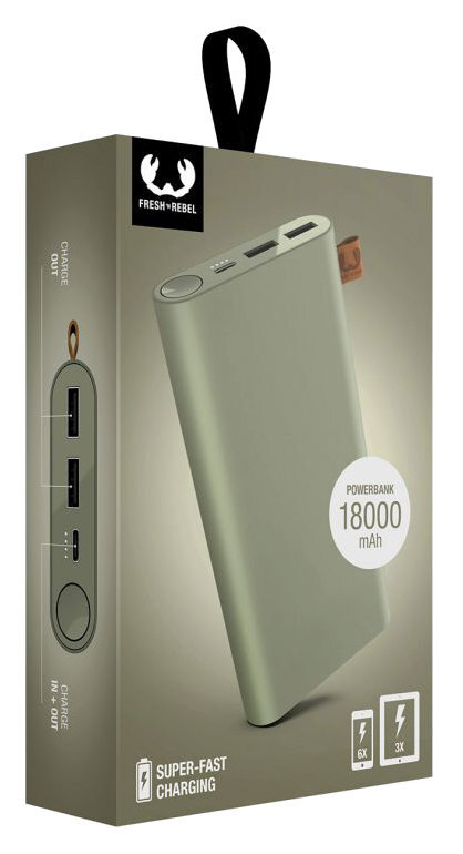 Powerbank FRESH N REBEL 18000 mAh USB-C Zielony (Dried Green)