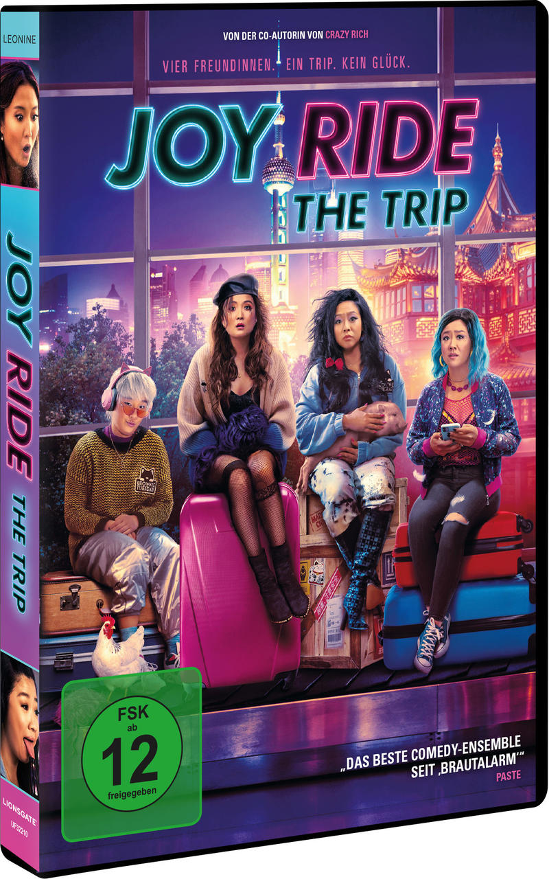DVD-Cover für den Film 'Joy Ride: The Trip' mit vier Personen.
