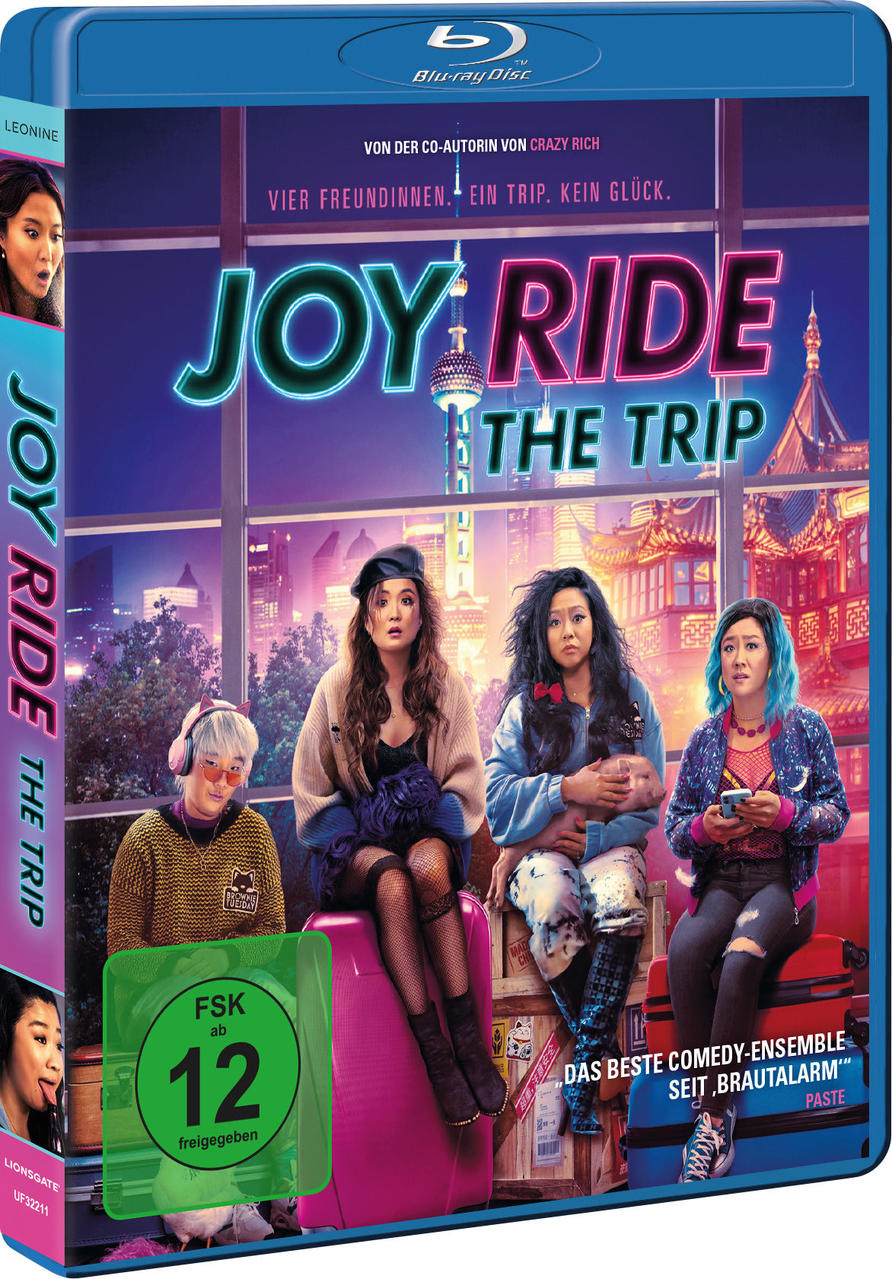 Filmcover: Joy Ride, mit vier Frauen auf einer Reise. Das Cover hat den Titel und ein Blu-ray Disc-Label.