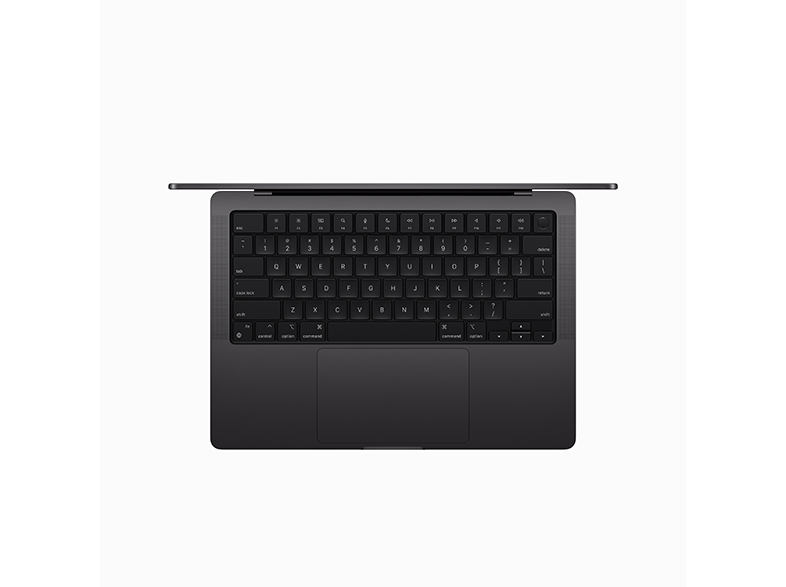Laptop billentyűzet, felülnézet, fekete szín.