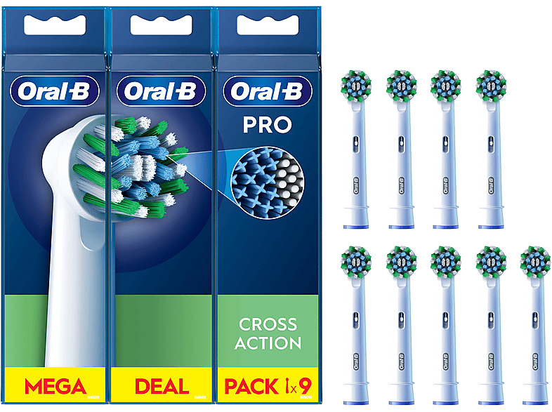 ORAL B EB50 Cross Action 9'lu Yedek Diş Fırçası Başlığı Beyaz