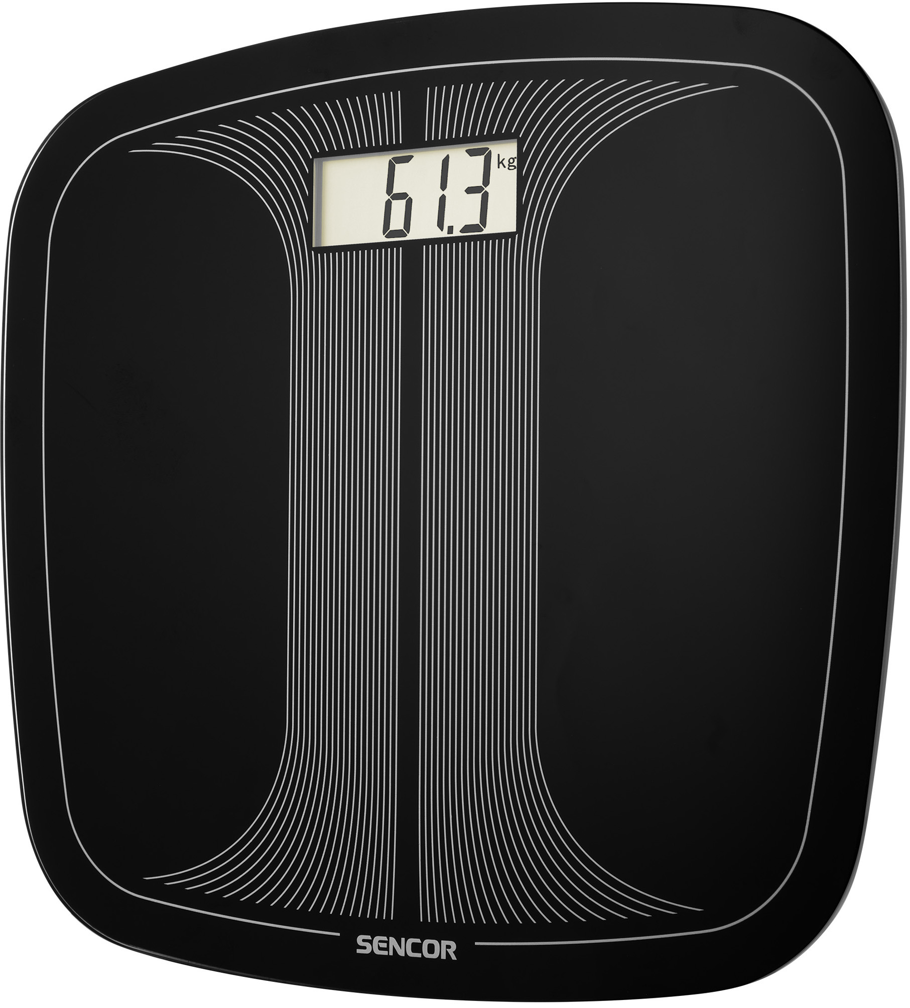 Fekete digitális mérleg fehér kijelzővel, 68,4 kg-ot mutatva.