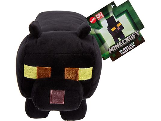 MATTEL Minecraft: Black Cat - Pupazzo di peluche (Nero/Marrone/Giallo)