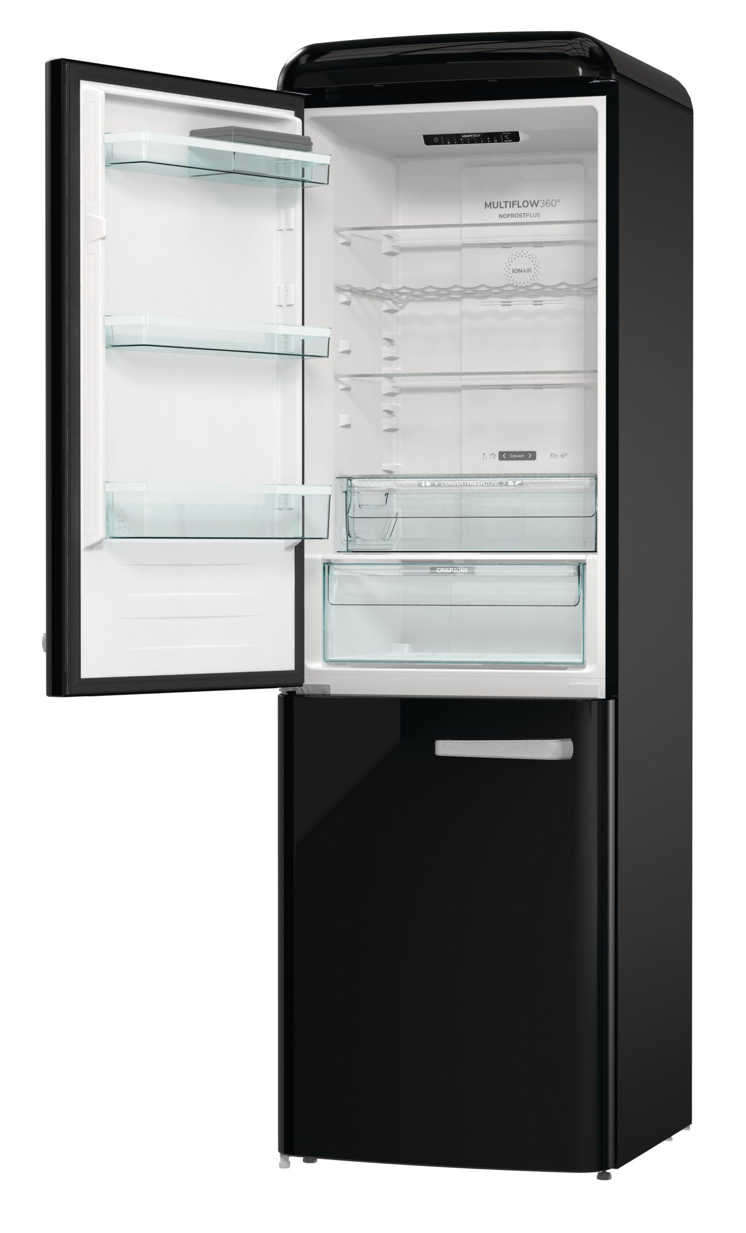 GORENJE ONRK 619 DBK-L Gorenje Retro Collection Kühl- / Gefrierkombination (D, 300 l, 1940 mm hoch, Tiefschwarz)