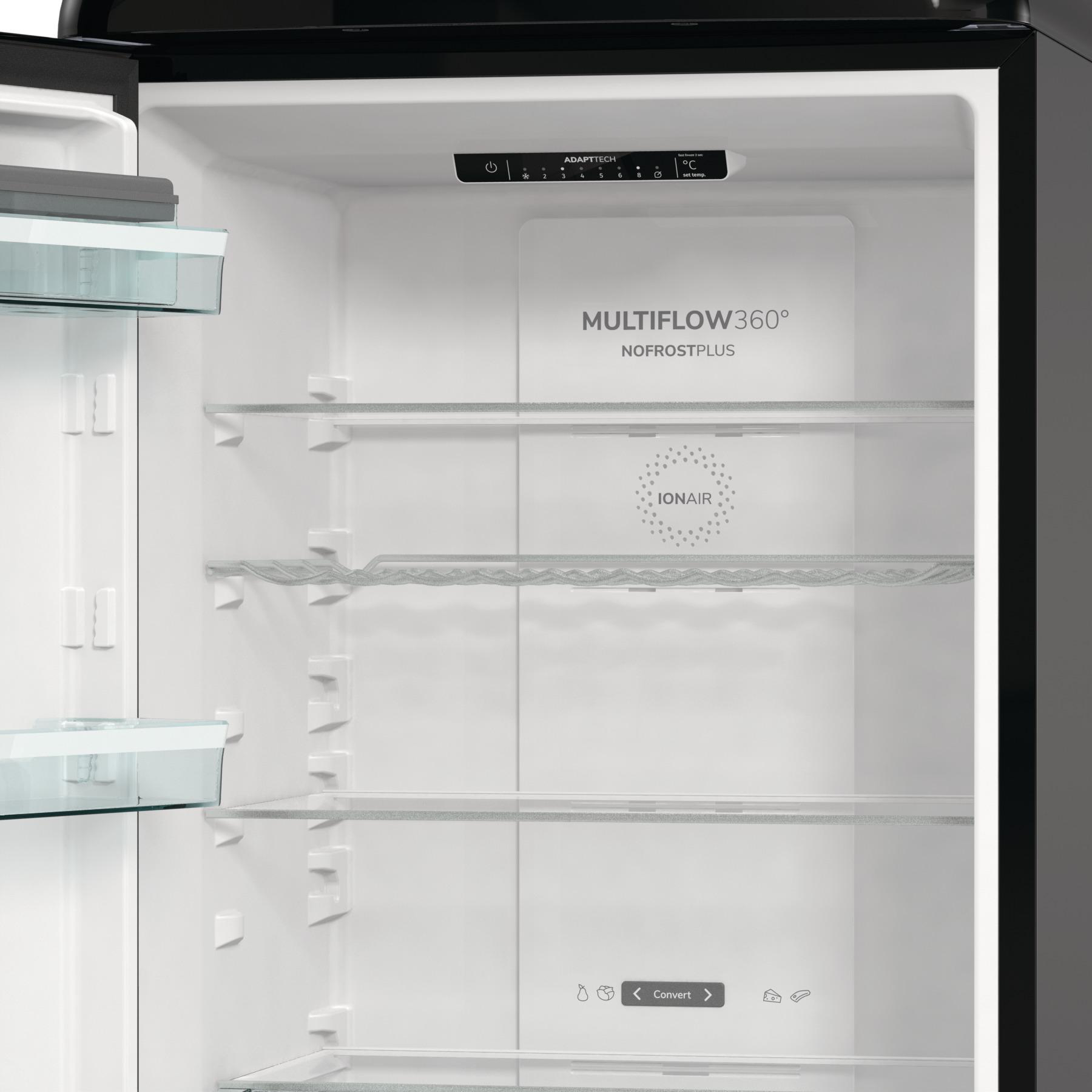 GORENJE ONRK 619 DBK-L Gorenje Retro Collection Kühl- / Gefrierkombination (D, 300 l, 1940 mm hoch, Tiefschwarz)