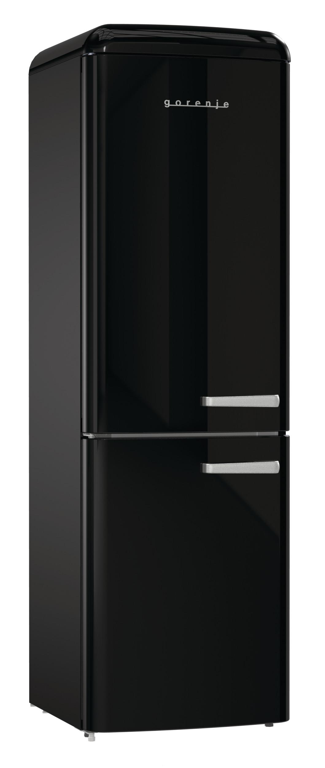 GORENJE ONRK 619 DBK-L Gorenje Retro Collection Kühl- / Gefrierkombination (D, 300 l, 1940 mm hoch, Tiefschwarz)