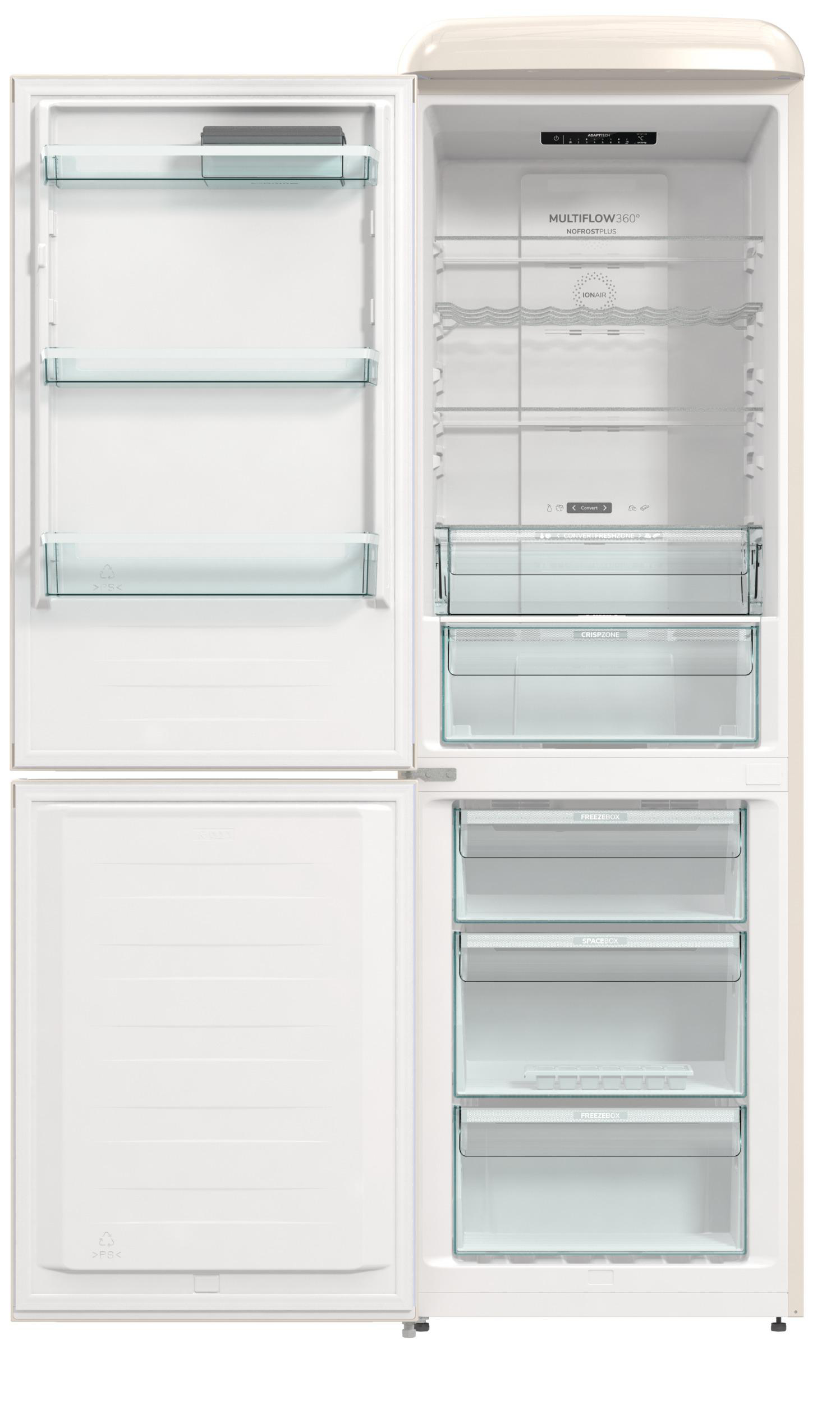 GORENJE ONRK 619 DC-L Gorenje Retro Collection Kühl- / Gefrierkombination (D, 300 l, 1940 mm hoch, Creme)