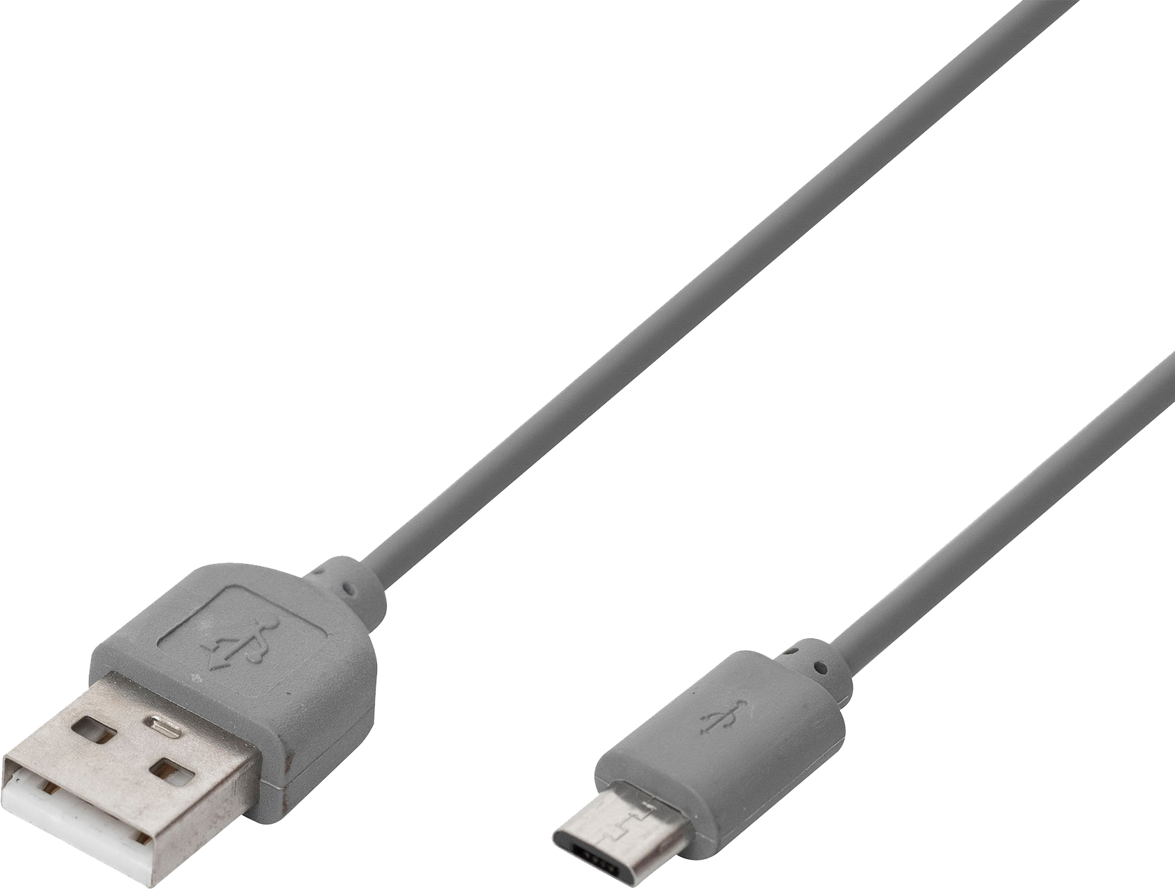 Szürke USB-Micro USB kábel sötét háttér előtt.