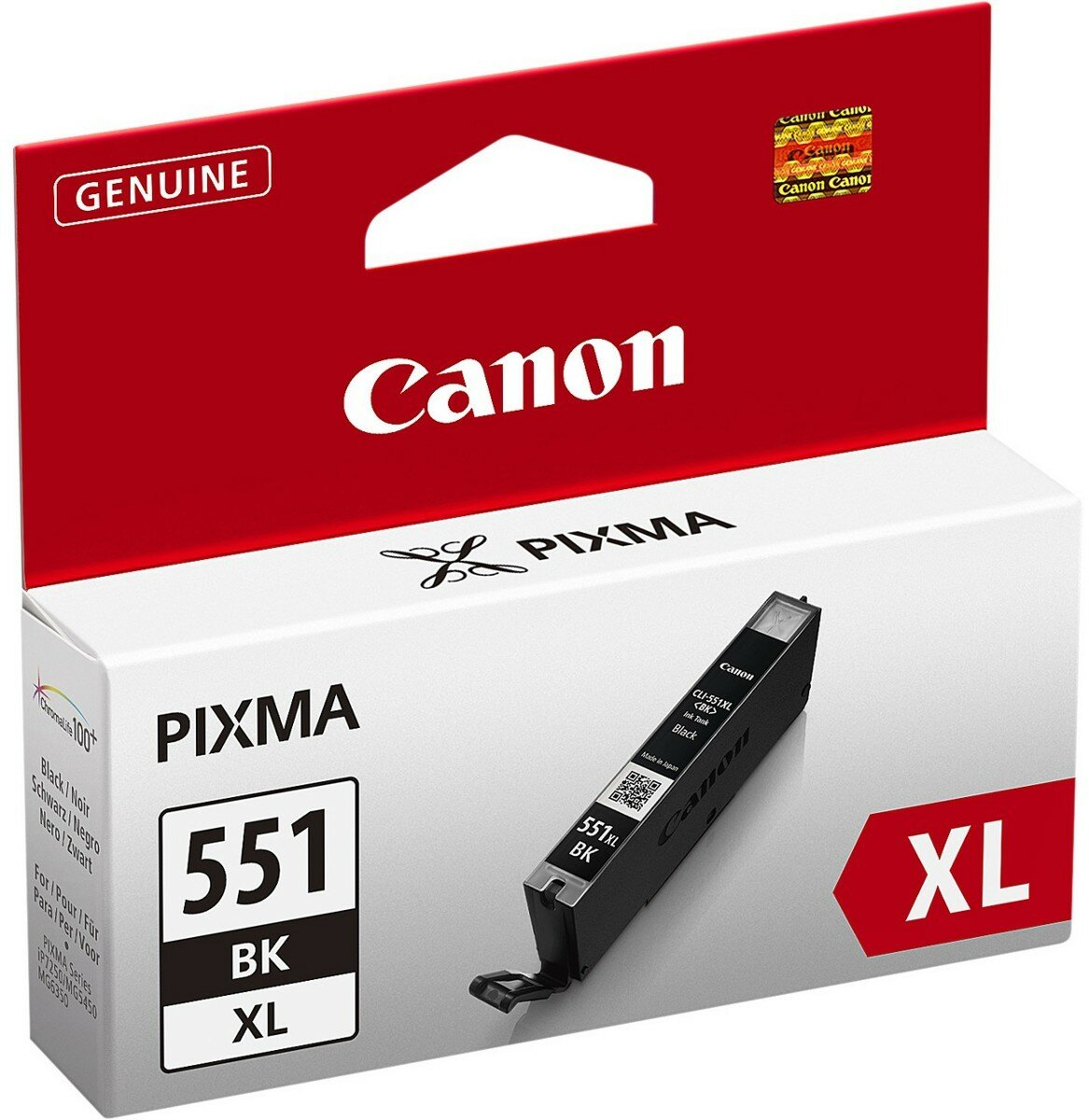 Tusz Canon Pixma 551 BK XL. Czerwone i białe pudełko.