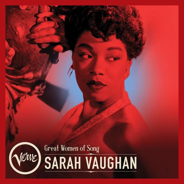 Sarah Vaughan album borítója. Piros háttérrel, arcával és szöveggel.