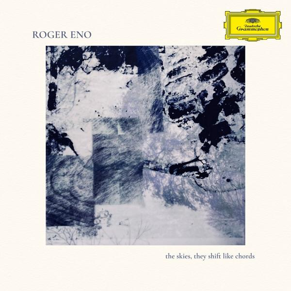 Album borító havas, absztrakt tájjal. 'ROGER ENO' és 'the skies, they shift like chords' felirattal.