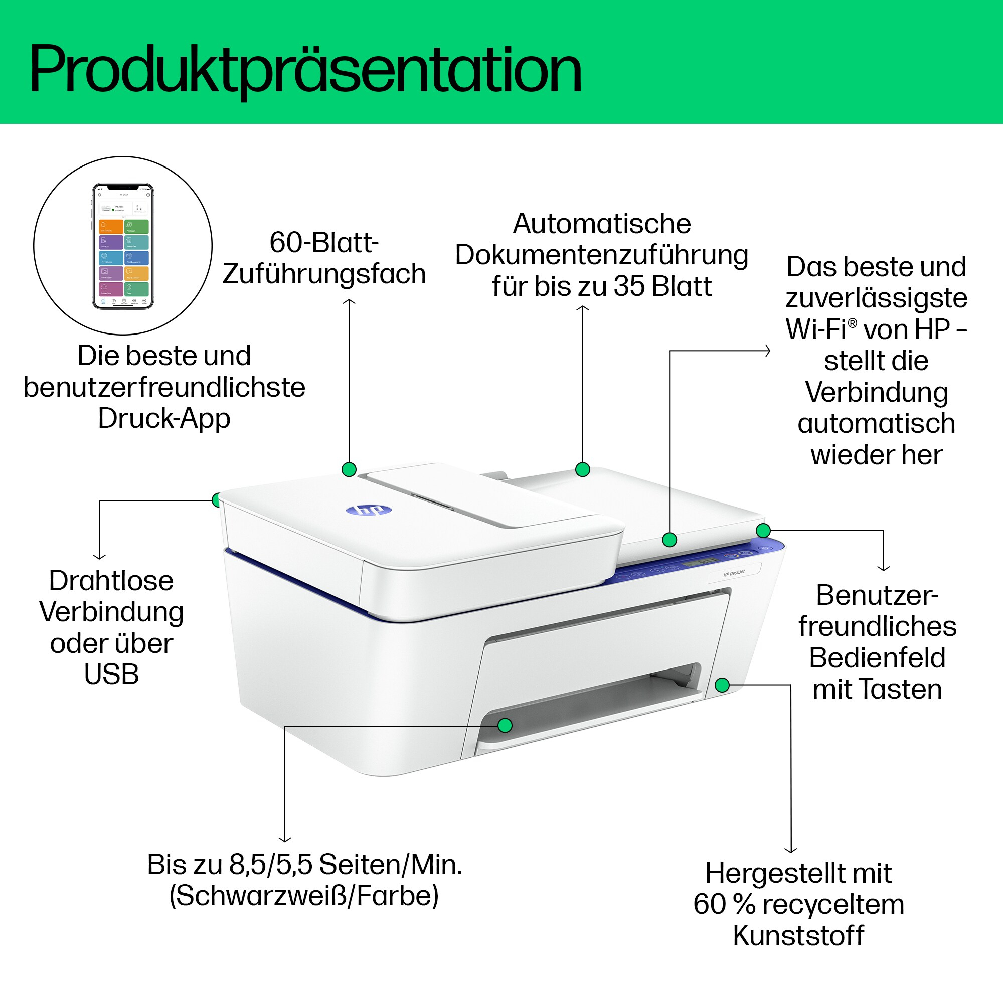 Ein Drucker mit einem automatischen Dokumenteneinzug.