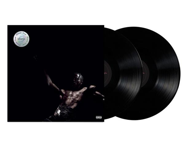Album borító: Két fekete bakelit lemez, egy felsőtest nélküli figurával. Szöveg: "Utopia".