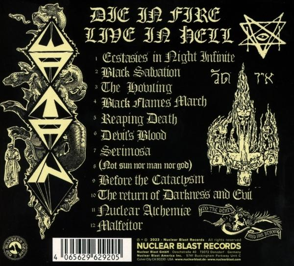 Rückseite einer schwarzen CD-Hülle mit Text und Logos. Songliste.
