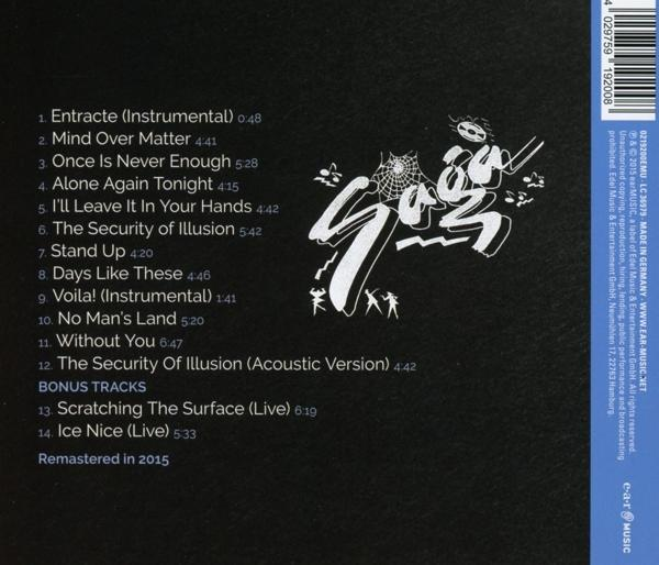 Rückseite des Albums mit Titelliste und Goz-Logo in Weiß. Text in Englisch und Deutsch.