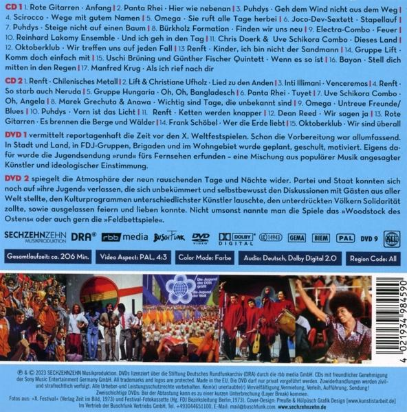 DVD-Hülle mit Text über eine deutsche Musikshow. Zeigt Logos und eine Liste der Songs.