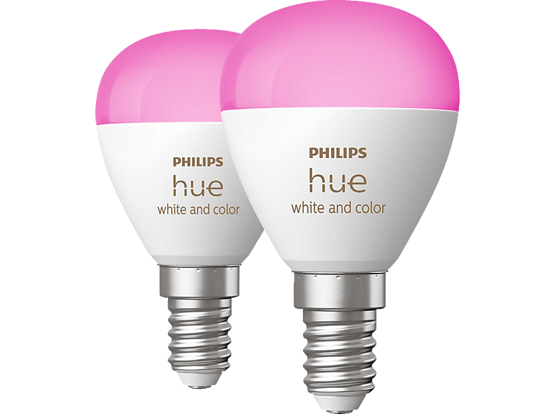 Luster & Amb. Doppelpack PHILIPS E14 Smarte Col. Glühbirne Hue White RGB