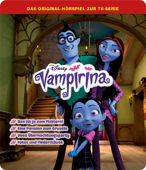 Cover der Disney Vampirina DVD mit Zeichentrickfiguren und Text auf Deutsch.