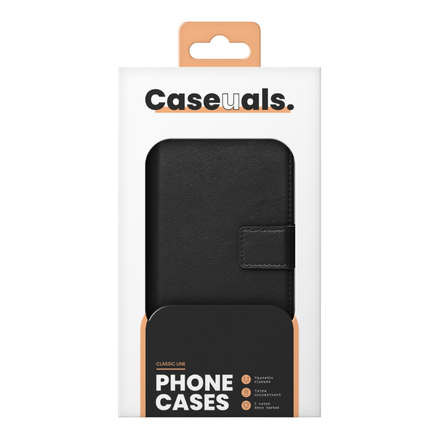 Caseuals 2-in-1 Leather Wallet Bookcase Met Magsafe Voor Apple Iphone 15 Zwart