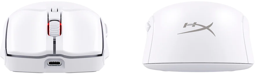 Due mouse per computer bianchi, angolazioni diverse.