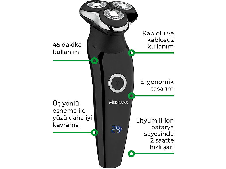 MEDISANA MD-7802 Smart Tıraş Makinesi Siyah_2