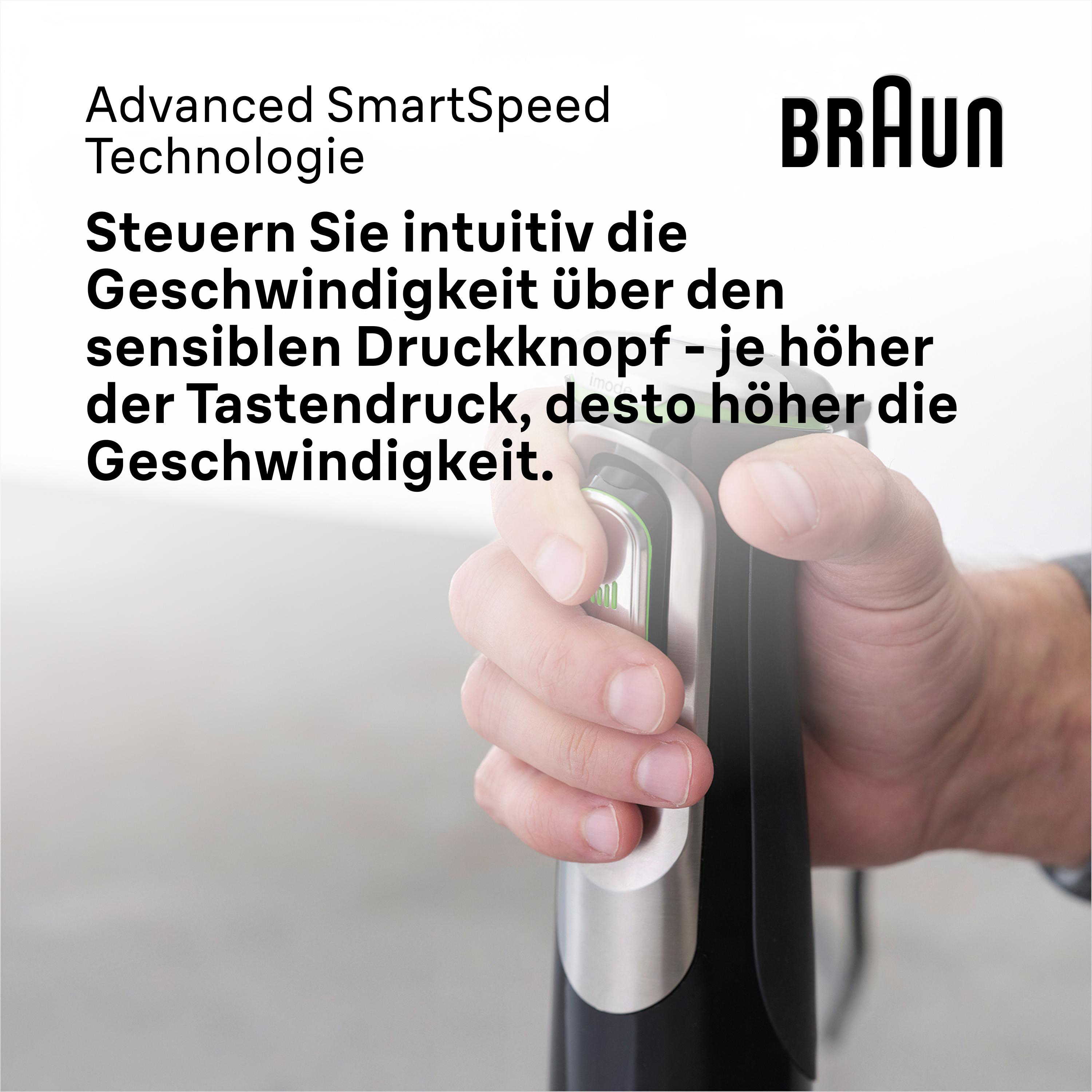 (1200 BRAUN (Standmixer), (Kompaktzerkleinerer), 0.6 Liter Liter Stabmixer 1.25 (Mixbecher)) Liter MultiQuick 0.35 9 Watt, MQ9147X Premium-Schwarz/Edelstahl