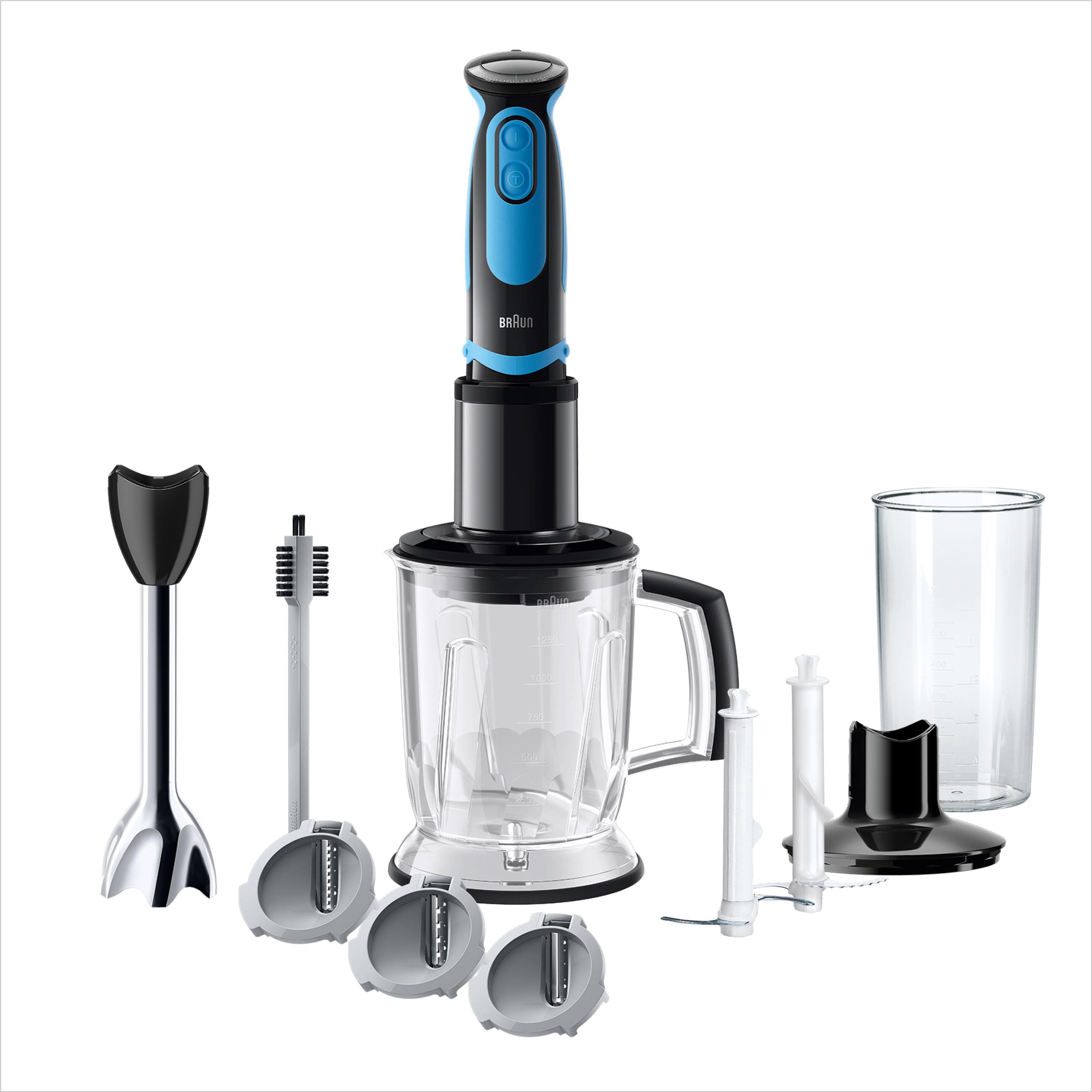 BRAUN MultiQuick 5 Vario Fit MQ 5264BKBL Shape Stabmixer Premium Schwarz/Blau (1000 Watt, 1.25 Liter Standmixer, 600 ml Mix- und Messbecher)