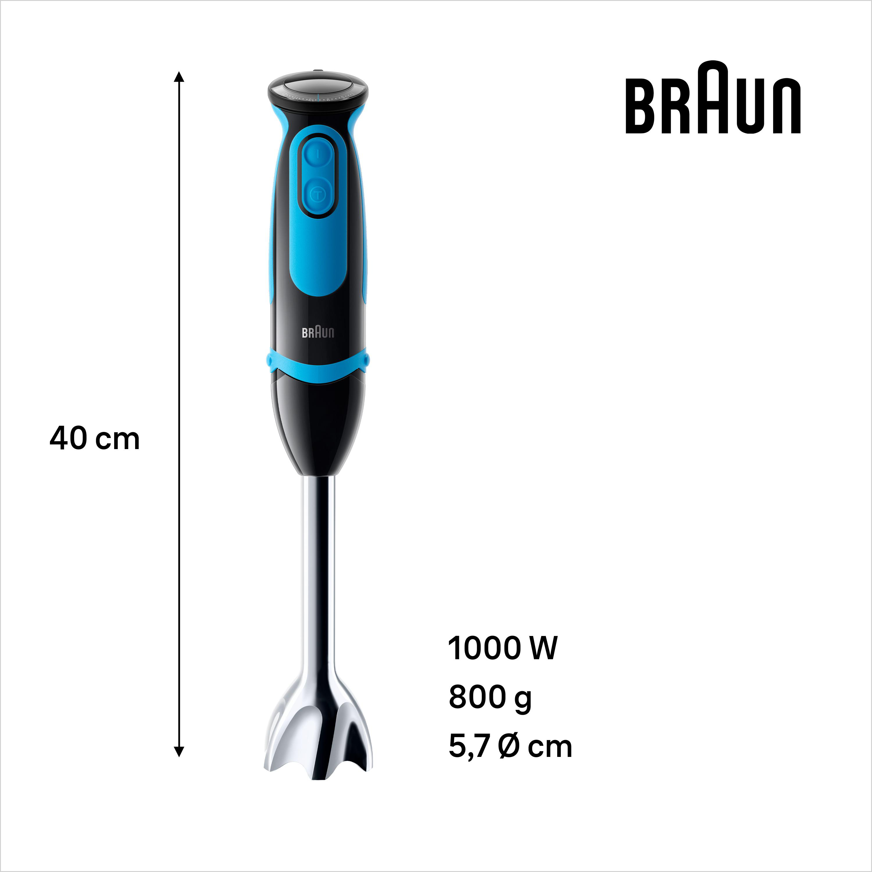 BRAUN MultiQuick 5 Vario Fit MQ 5264BKBL Shape Stabmixer Premium Schwarz/Blau (1000 Watt, 1.25 Liter Standmixer, 600 ml Mix- und Messbecher)