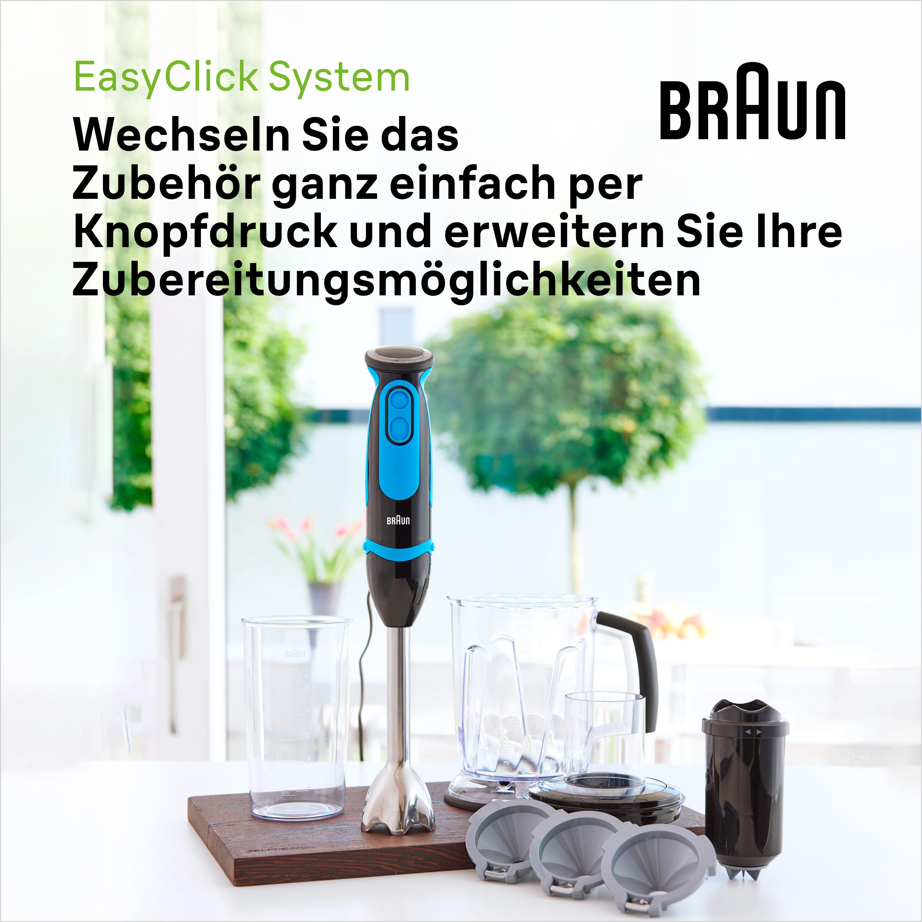BRAUN MultiQuick 5 Vario Fit Liter Schwarz/Blau 0.6 Stabmixer (1000 Liter 1.25 5264BKBL Watt, MQ Shape (Messbecher)) (Standmixer), Premium