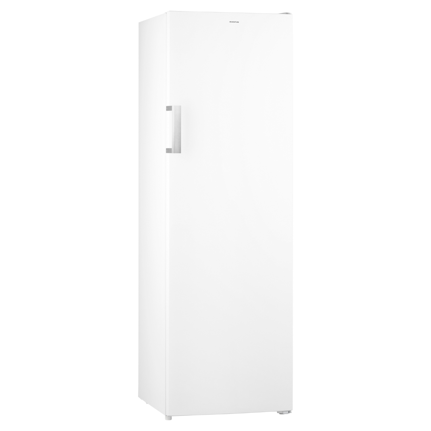 White refrigerator with a silver handle and a door.