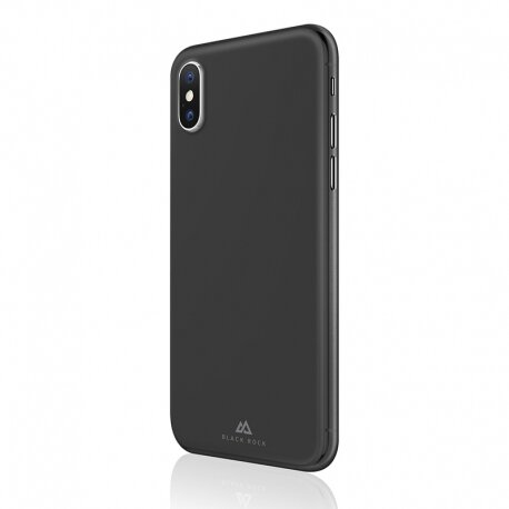 Czarne etui na smartfon na białym tle, widok z tyłu i z boku.